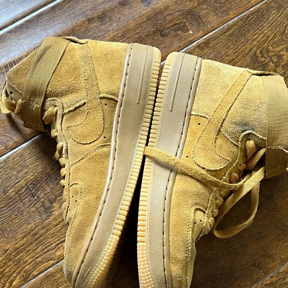 Nike Air Force 1 One High GS Wheat Flax Brown Suede 5Y = 6.5 Women's - Picture 6 of 14